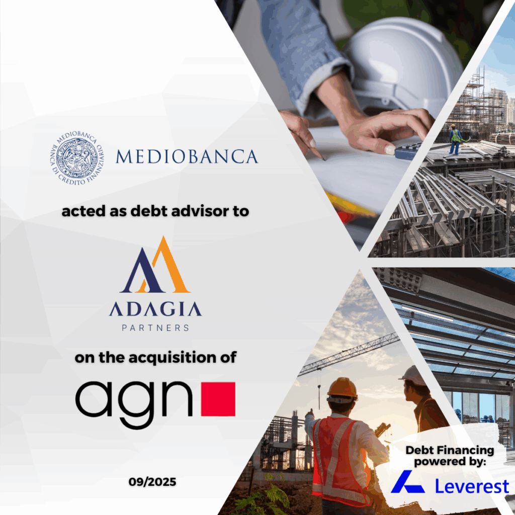 Deal announcement, Mediobanca, agn, Leverest, acquisition, debt advisor, Adagia Partners, Deal done